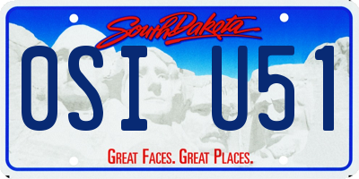 SD license plate 0SIU51