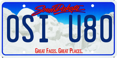 SD license plate 0SIU80