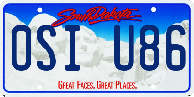 SD license plate 0SIU86