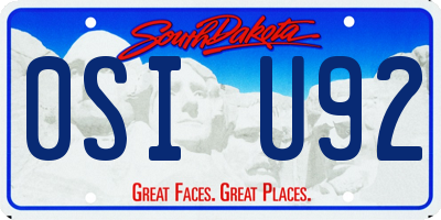 SD license plate 0SIU92