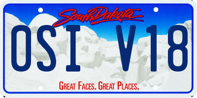 SD license plate 0SIV18
