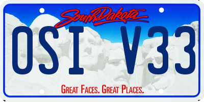 SD license plate 0SIV33