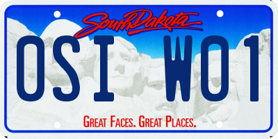 SD license plate 0SIW01