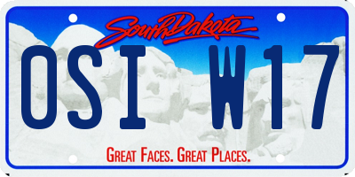 SD license plate 0SIW17