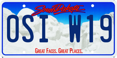 SD license plate 0SIW19