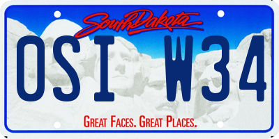 SD license plate 0SIW34