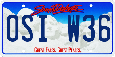SD license plate 0SIW36