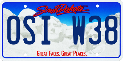 SD license plate 0SIW38