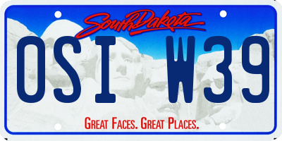 SD license plate 0SIW39