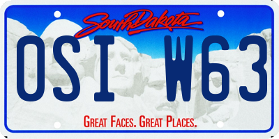 SD license plate 0SIW63