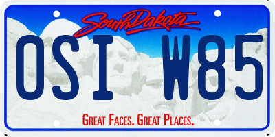 SD license plate 0SIW85