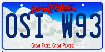 SD license plate 0SIW93