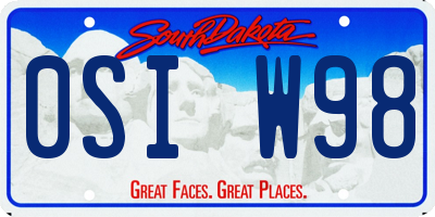 SD license plate 0SIW98