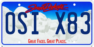 SD license plate 0SIX83
