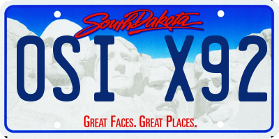 SD license plate 0SIX92