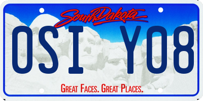 SD license plate 0SIY08