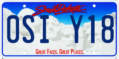 SD license plate 0SIY18