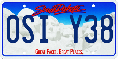 SD license plate 0SIY38