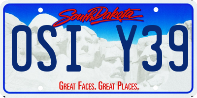 SD license plate 0SIY39
