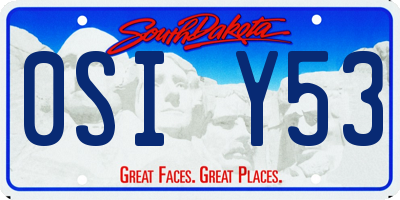 SD license plate 0SIY53