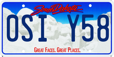 SD license plate 0SIY58