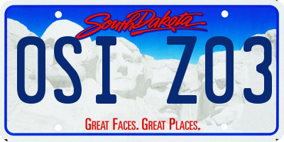 SD license plate 0SIZ03