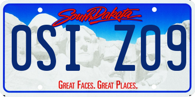 SD license plate 0SIZ09