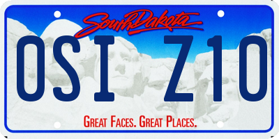 SD license plate 0SIZ10