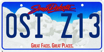 SD license plate 0SIZ13