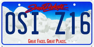 SD license plate 0SIZ16