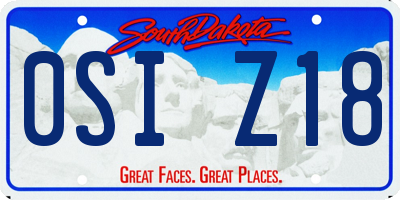 SD license plate 0SIZ18