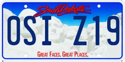 SD license plate 0SIZ19