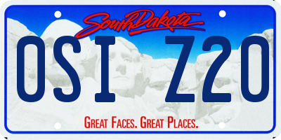 SD license plate 0SIZ20