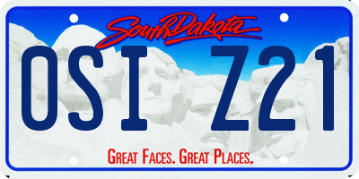 SD license plate 0SIZ21