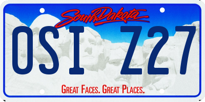 SD license plate 0SIZ27
