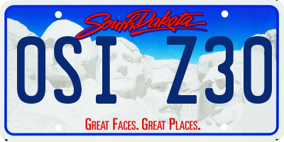 SD license plate 0SIZ30