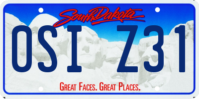 SD license plate 0SIZ31