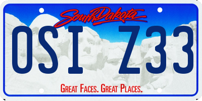 SD license plate 0SIZ33