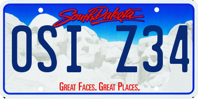 SD license plate 0SIZ34
