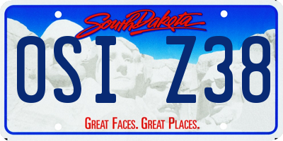SD license plate 0SIZ38