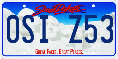 SD license plate 0SIZ53