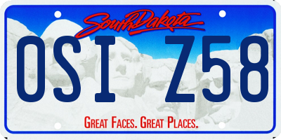 SD license plate 0SIZ58