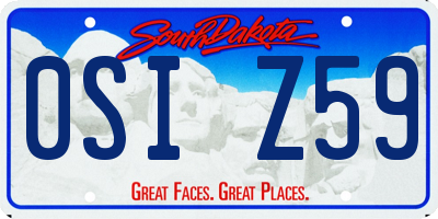 SD license plate 0SIZ59