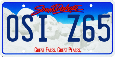 SD license plate 0SIZ65
