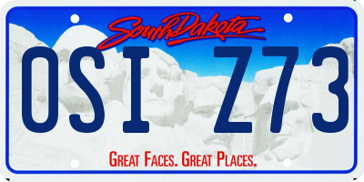 SD license plate 0SIZ73