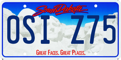 SD license plate 0SIZ75