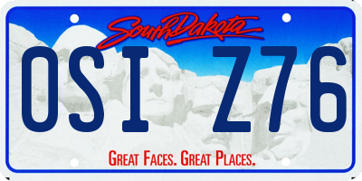 SD license plate 0SIZ76