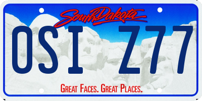 SD license plate 0SIZ77