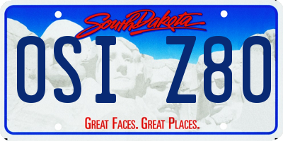 SD license plate 0SIZ80