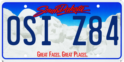 SD license plate 0SIZ84